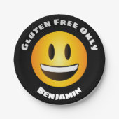 グルテンフリー笑顔の絵文字顔 ペーパープレート (正面)
