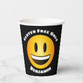グルテンフリー笑顔の絵文字顔 紙コップ (正面)