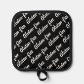 グルテンフリー警告アレルギーの白黒 鍋敷き (正面)