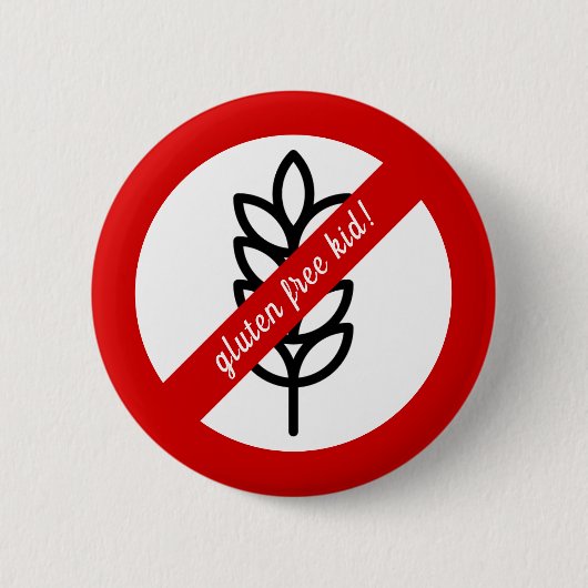 グルテンフリー・キッド!セリアック病/アレルギー警報 缶バッジ (正面)