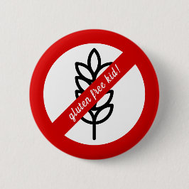 グルテンフリー・キッド！セリアック病/アレルギー警報 缶バッジ