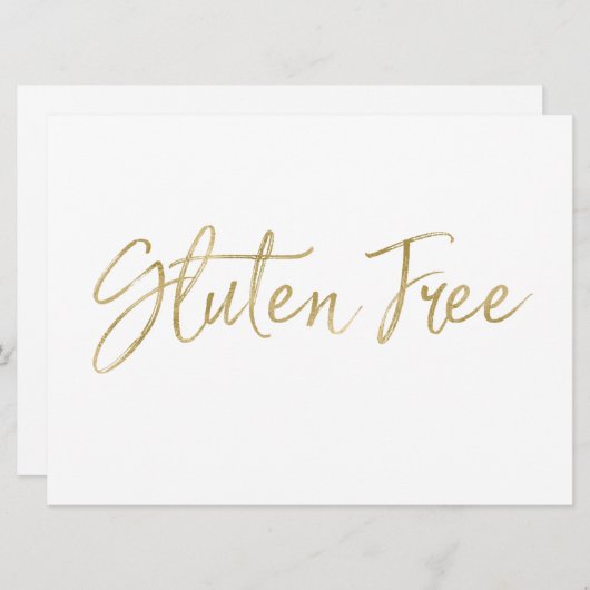 「グルテンフリー」サイン | ゴールドの手書き文字がおしゃれ 招待状 (正面/裏面)