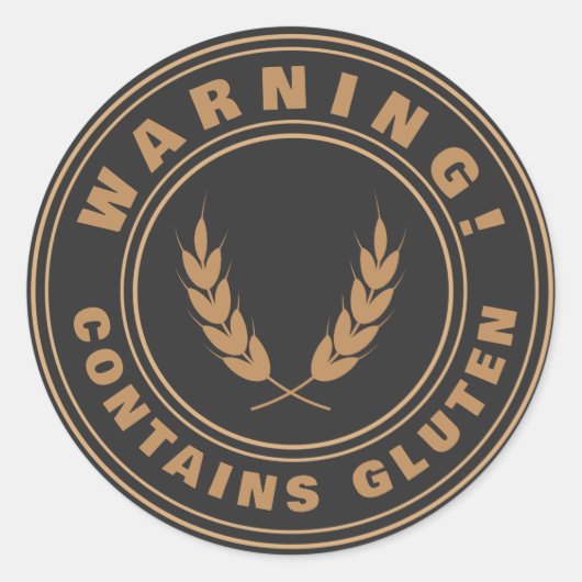 グルテンフードアレルギー警告シールを含む ラウンドシール (正面)