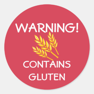 グルテンフードアレルギー警告(赤)を含む ラウンドシール