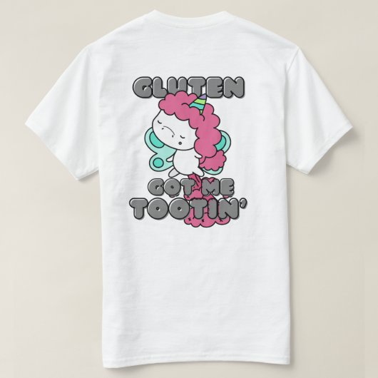 グルテンメ得トタン – セリアック病 Tシャツ (デザイン裏面)