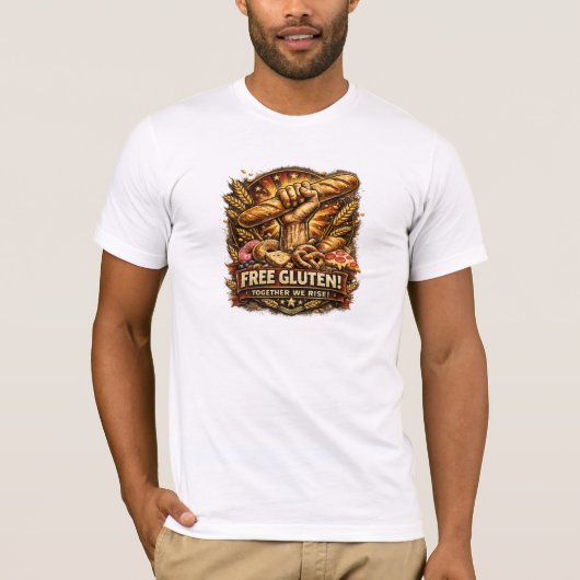 グルテン解放軍Tシャツ - グルテン自由！ Tシャツ (正面)