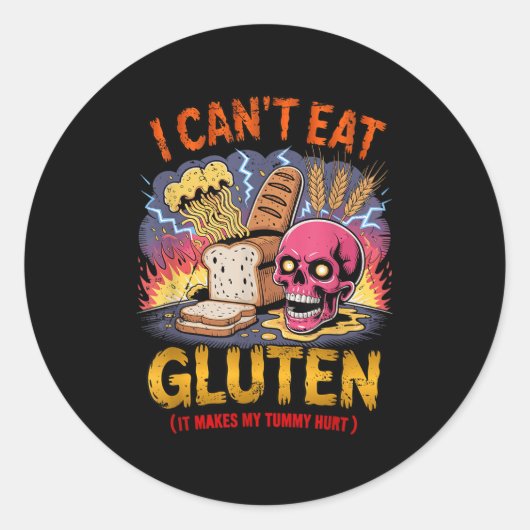 グルテン食べでお腹が痛おもしろいいG ラウンドシール (正面)