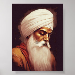 グルナナクのプロフィールポートレート- Sikh Poster ポスター