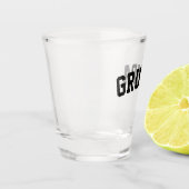 グルパおもしろいノベルティグルピーじいちゃんグラフィックブラック ショットグラス (左)