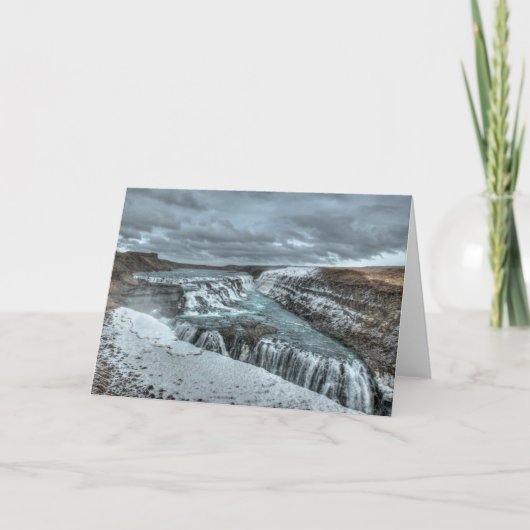 グルフォスの滝，アイスランド カード (正面)