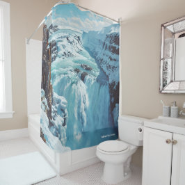 グルフォス秋アイスランドヴィンテージイラストレーション旅行 シャワーカーテン