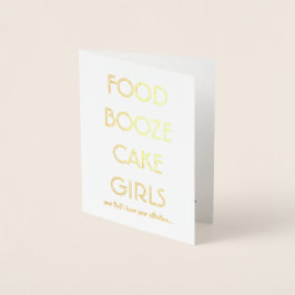 グルメおもしろいマンまたは花婿介添人フードブーズケーキ女の子 箔カード