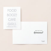 グルメおもしろいマンまたは花婿介添人フードブーズケーキ女の子 箔カード (ディスプレー)