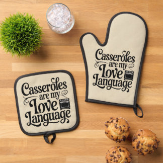 グルメおもしろいミームカセロールは私の愛の言語 鍋つかみ&鍋敷きセット