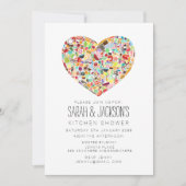 グルメのハートの台所茶ブライダルシャワーのパーティー 招待状 (正面)