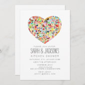 グルメのハートの台所茶ブライダルシャワーのパーティー 招待状 (正面/裏面)