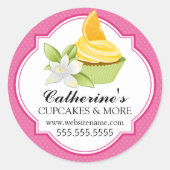 グルメオレンジスライスカップケーキベーカリーボックスシール ラウンドシール (正面)