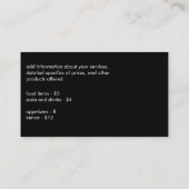 グルメケータリング料理サービス 名刺 (裏面)