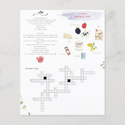 グルメシェフウォーターカラーレシピクロスワードパズル (裏面)