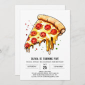 グルメシンプルピザ誕生日 招待状 (正面/裏面)
