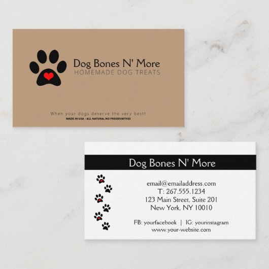 グルメドッグトリパーソナライズされたーツベーカリービジネス 名刺 (正面/裏面)