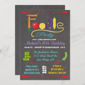 グルメパーティーの黒板招待状 招待状 (正面/裏面)