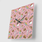 グルメファヴス素晴らしいパターン スクエア壁時計 (傾斜)