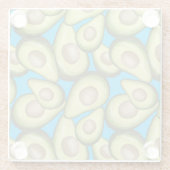 グルメフレッシュカットビーガンアボカドパターンガラス ガラスコースター (裏面)