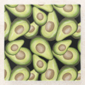 グルメフレッシュカットビーガンアボカドパターン ガラスコースター (正面)