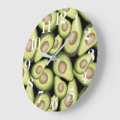 グルメフレッシュカットビーガンアボカドパターン ラージ壁時計 (傾斜)