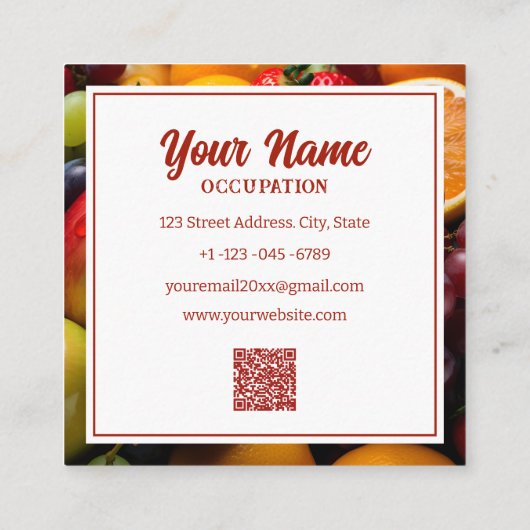グルメフレッシュフルーツ名刺 スクエア名刺 (裏面)