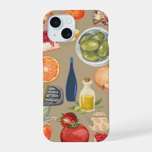 グルメフードコラージュスマホケース iPhone 15ケース (裏面)
