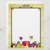 グルメワインチーズディナーパーティーメニューレターヘッド (正面/裏面)