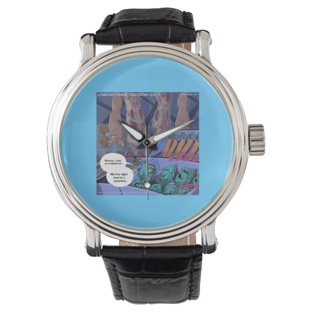 グルメ墓場 楽しい/悲しい ヴィーガン 時計 (正面)