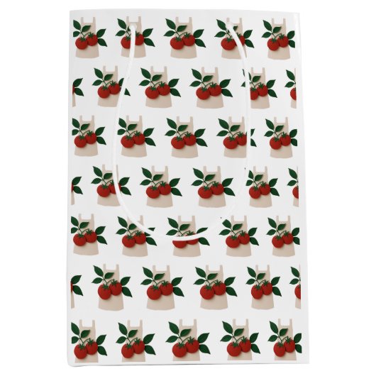 グルメ愛好家 – エプロン&トマト ミディアムペーパーバッグ (正面)