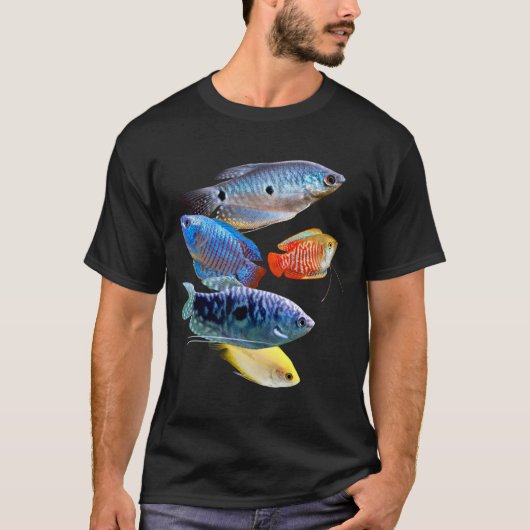 グルメ・ドワーフ・グルミ水族館フィッシュアート Tシャツ (正面)