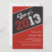 グルンジー大学院卒業招待状 – 赤 招待状 (正面)