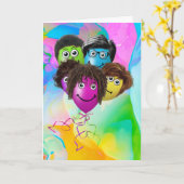 グルーおもしろいプの誕生日バルーン カード (黄色い花)