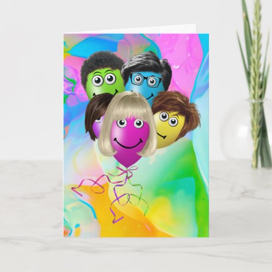 グルーおもしろいプの誕生日バルーン カード (正面)