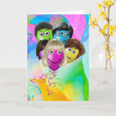 グルーおもしろいプの誕生日バルーン カード (黄色い花)