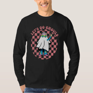 グルーなヒッピーハロウィン Let's Go Ghouls ヒッピースタイルの幽霊 ボヘミアン Tシャツ