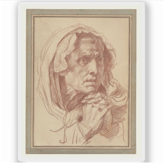 グルーズ – 老婦人の頭の勉強 シール (正面)