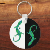 グルーナーゲッコアートデコ黒白 キーホルダー (正面)