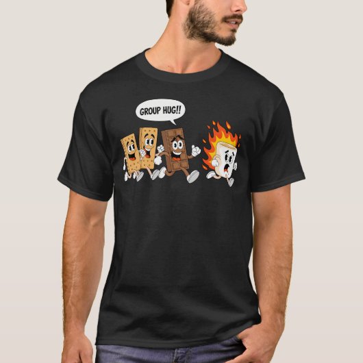 グルーハグ マシュマロ 焚き火 スモア 楽しいキャンプ Tシャツ (正面)