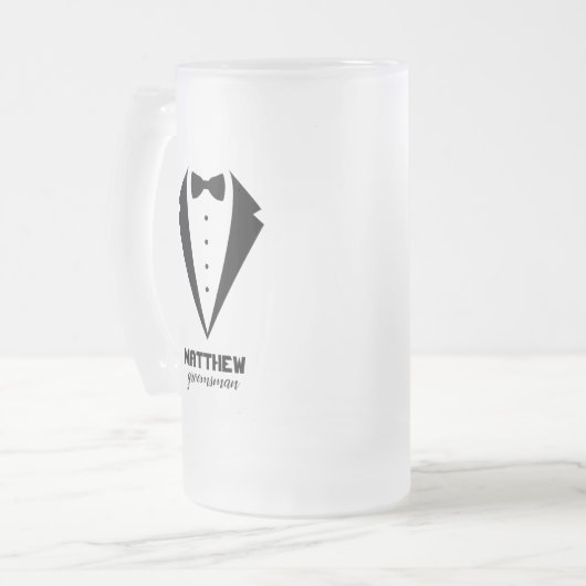グルーパーソナライズされたム人の贈り物 フロストグラスビールジョッキ (正面左)