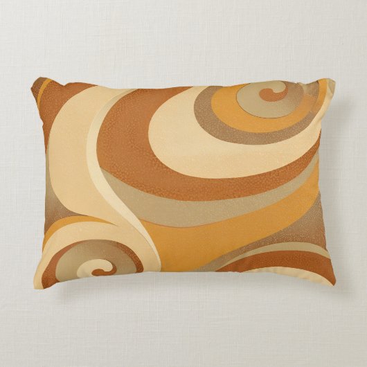 グルービオレンジ金ゴールドブラウンミッドセンチュリーモダン アクセントクッション (正面)