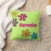 グルービヒッパイフラワーパワー名前をカスタムする クッション (ブランケット)