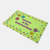 グルービヒッパイフラワー名前をカスタムする ドアマット (アングル)