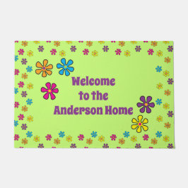 グルービヒッパイフラワー名前をカスタムする ドアマット