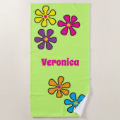 グルービヒッパイフラワー名前をカスタムする ビーチタオル (正面)